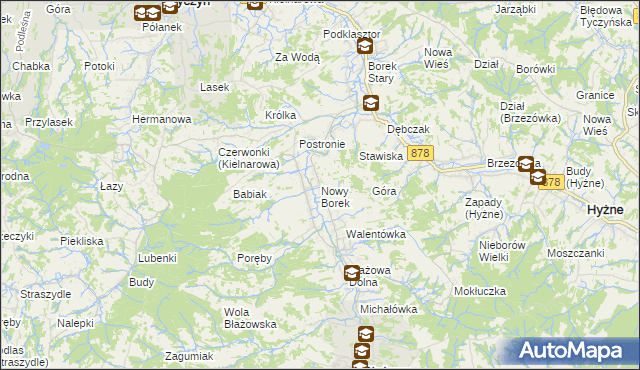 mapa Nowy Borek gmina Błażowa, Nowy Borek gmina Błażowa na mapie Targeo