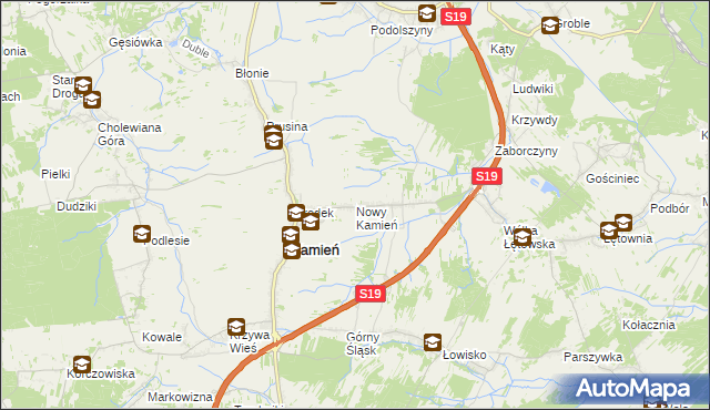 mapa Nowy Kamień gmina Kamień, Nowy Kamień gmina Kamień na mapie Targeo