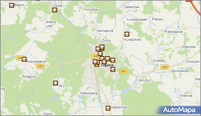 mapa Oborniki Śląskie, Oborniki Śląskie na mapie Targeo