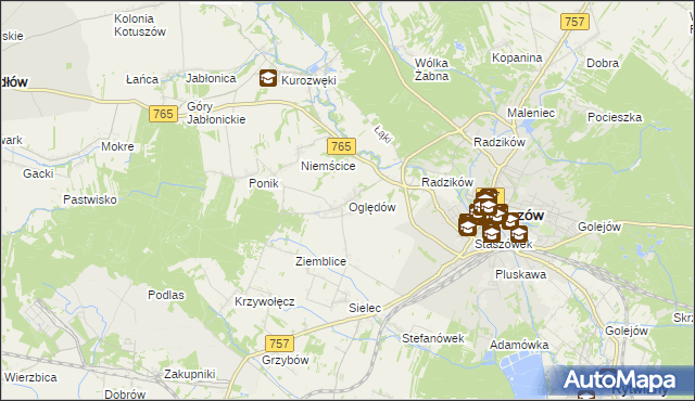 mapa Oględów, Oględów na mapie Targeo