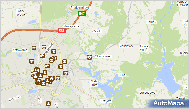 mapa Okuniowiec, Okuniowiec na mapie Targeo