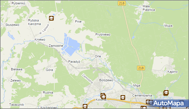 mapa Orle gmina Wejherowo, Orle gmina Wejherowo na mapie Targeo