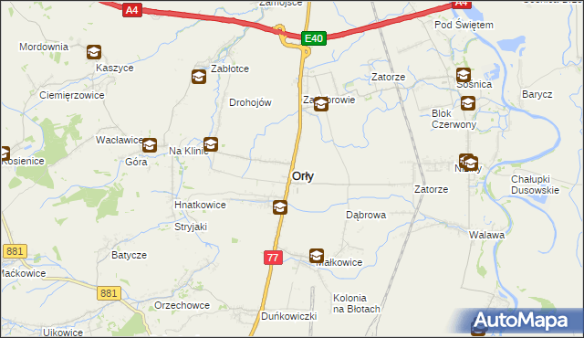 mapa Orły powiat przemyski, Orły powiat przemyski na mapie Targeo