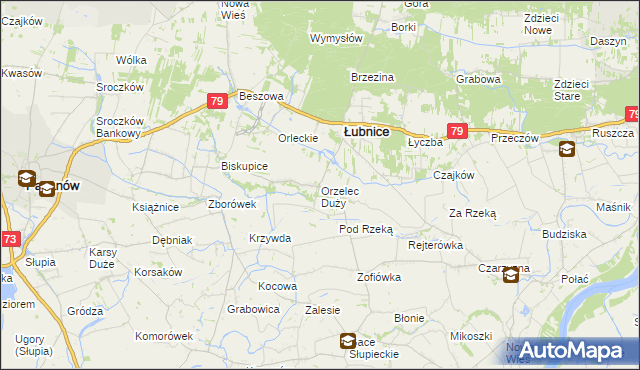 mapa Orzelec Duży, Orzelec Duży na mapie Targeo