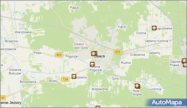 mapa Osieck, Osieck na mapie Targeo