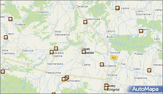 mapa Osiek Jasielski, Osiek Jasielski na mapie Targeo