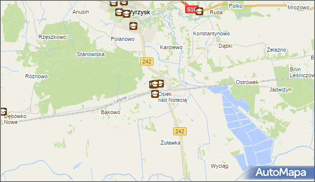 mapa Osiek nad Notecią, Osiek nad Notecią na mapie Targeo