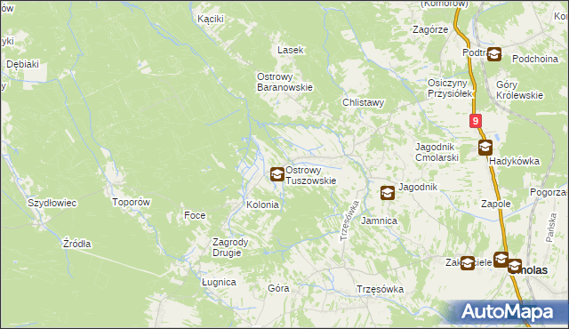 mapa Ostrowy Tuszowskie, Ostrowy Tuszowskie na mapie Targeo