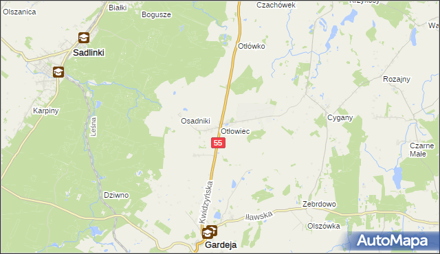 mapa Otłowiec, Otłowiec na mapie Targeo