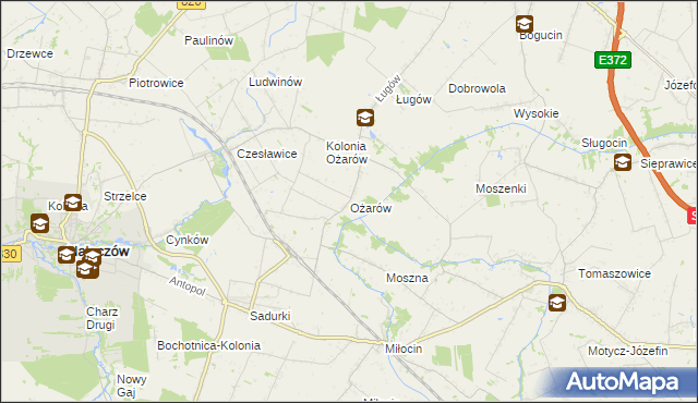 mapa Ożarów gmina Jastków, Ożarów gmina Jastków na mapie Targeo