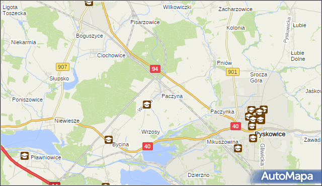 mapa Paczyna, Paczyna na mapie Targeo