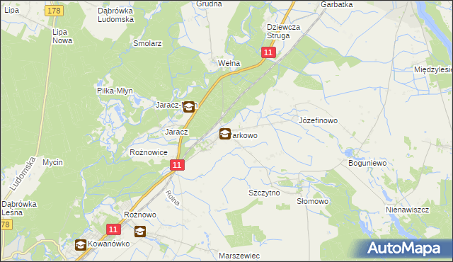 mapa Parkowo gmina Rogoźno, Parkowo gmina Rogoźno na mapie Targeo