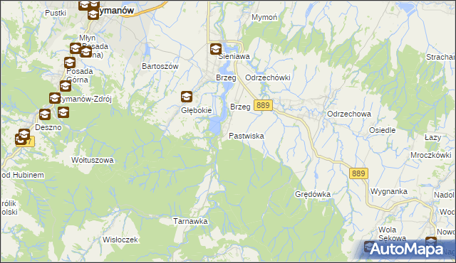 mapa Pastwiska gmina Zarszyn, Pastwiska gmina Zarszyn na mapie Targeo