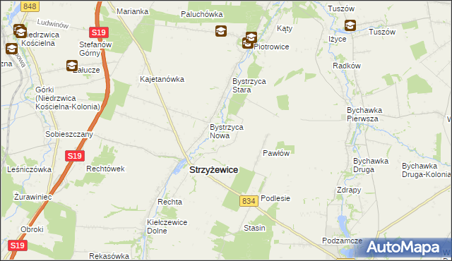 mapa Pawłówek gmina Strzyżewice, Pawłówek gmina Strzyżewice na mapie Targeo