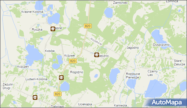 mapa Piaseczno gmina Ludwin, Piaseczno gmina Ludwin na mapie Targeo