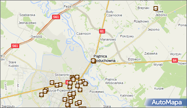 mapa Piątnica Poduchowna, Piątnica Poduchowna na mapie Targeo
