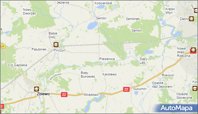 mapa Piesienica, Piesienica na mapie Targeo
