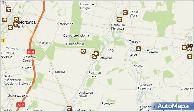 mapa Piotrowice gmina Strzyżewice, Piotrowice gmina Strzyżewice na mapie Targeo
