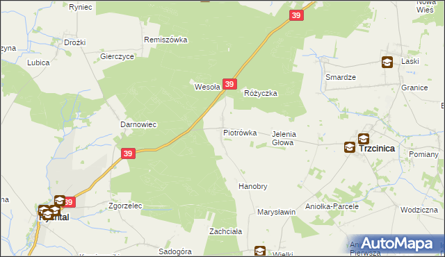 mapa Piotrówka gmina Trzcinica, Piotrówka gmina Trzcinica na mapie Targeo