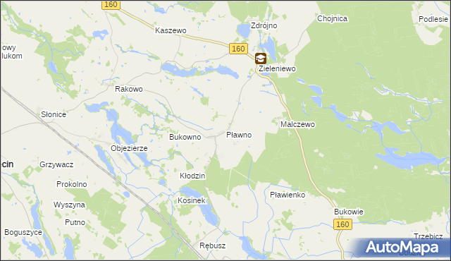 mapa Pławno gmina Bierzwnik, Pławno gmina Bierzwnik na mapie Targeo