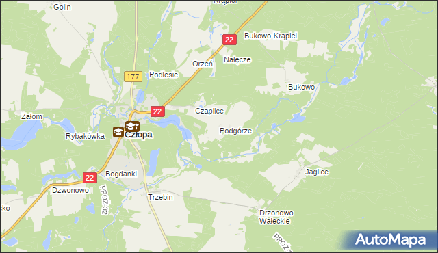 mapa Podgórze gmina Człopa, Podgórze gmina Człopa na mapie Targeo