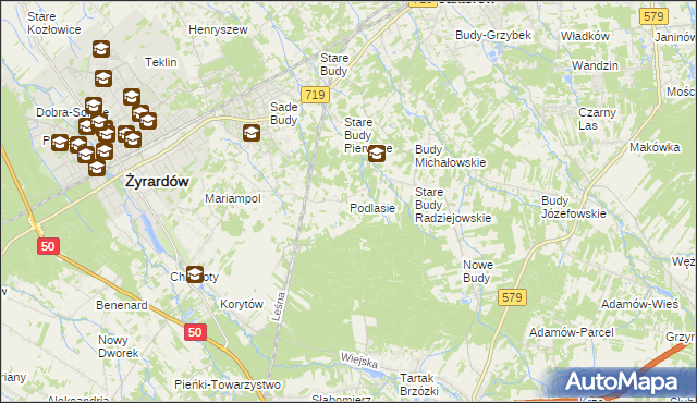 mapa Podlasie gmina Radziejowice, Podlasie gmina Radziejowice na mapie Targeo