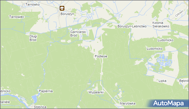 mapa Podlesie gmina Oborniki, Podlesie gmina Oborniki na mapie Targeo