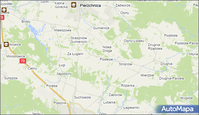 mapa Podlesie gmina Pierzchnica, Podlesie gmina Pierzchnica na mapie Targeo