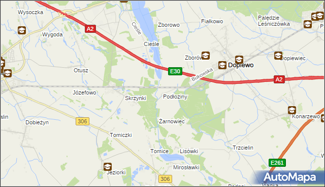 mapa Podłoziny, Podłoziny na mapie Targeo