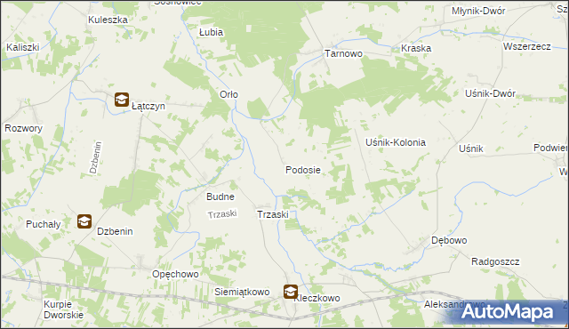 mapa Podosie gmina Miastkowo, Podosie gmina Miastkowo na mapie Targeo