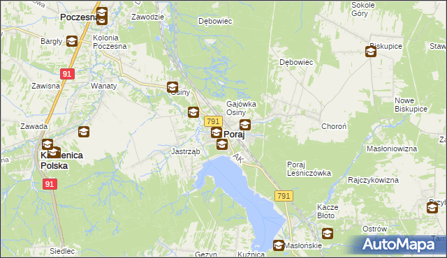 mapa Poraj powiat myszkowski, Poraj powiat myszkowski na mapie Targeo
