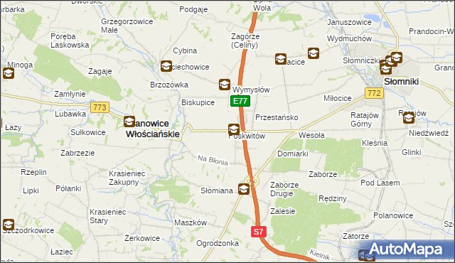 mapa Poskwitów, Poskwitów na mapie Targeo