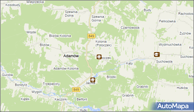 mapa Potoczek gmina Adamów, Potoczek gmina Adamów na mapie Targeo