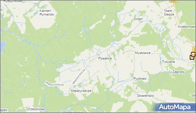 mapa Powalice gmina Sławoborze, Powalice gmina Sławoborze na mapie Targeo