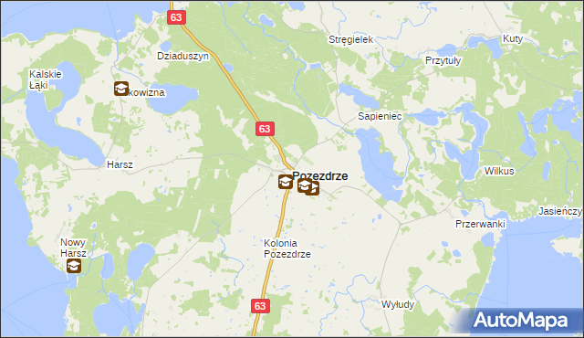 mapa Pozezdrze, Pozezdrze na mapie Targeo