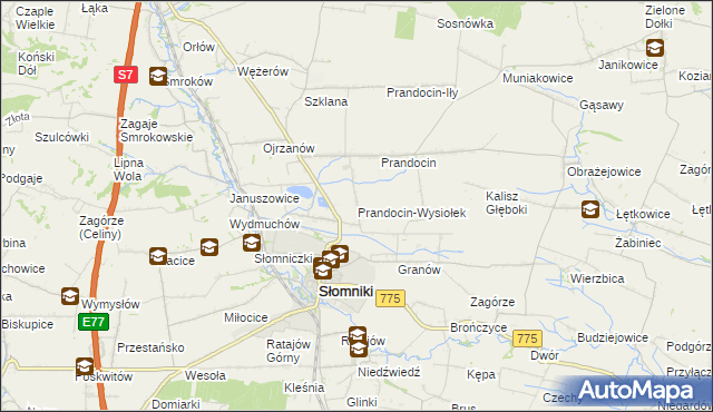 mapa Prandocin-Wysiołek, Prandocin-Wysiołek na mapie Targeo