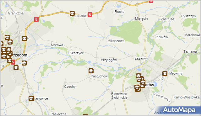 mapa Przyłęgów, Przyłęgów na mapie Targeo