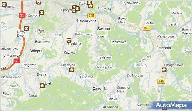 mapa Przyłęków, Przyłęków na mapie Targeo