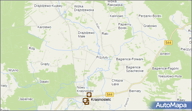 mapa Przytuły gmina Krasnosielc, Przytuły gmina Krasnosielc na mapie Targeo