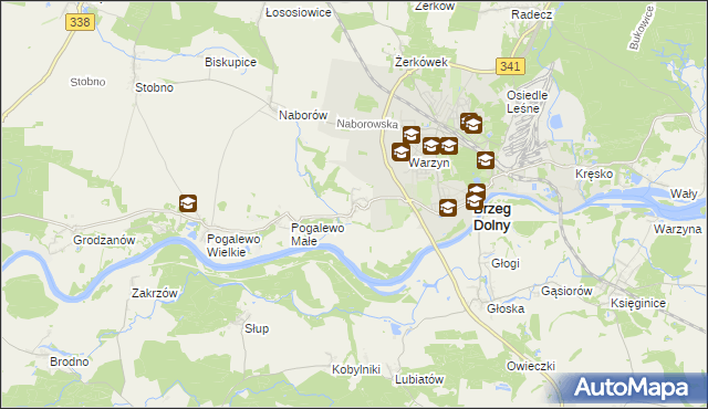 mapa Pysząca gmina Brzeg Dolny, Pysząca gmina Brzeg Dolny na mapie Targeo