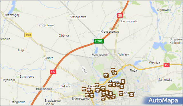 mapa Pyszczynek, Pyszczynek na mapie Targeo