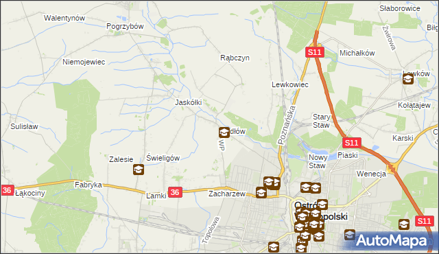 mapa Radłów gmina Raszków, Radłów gmina Raszków na mapie Targeo