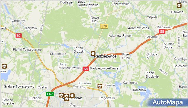 mapa Radziejowice, Radziejowice na mapie Targeo