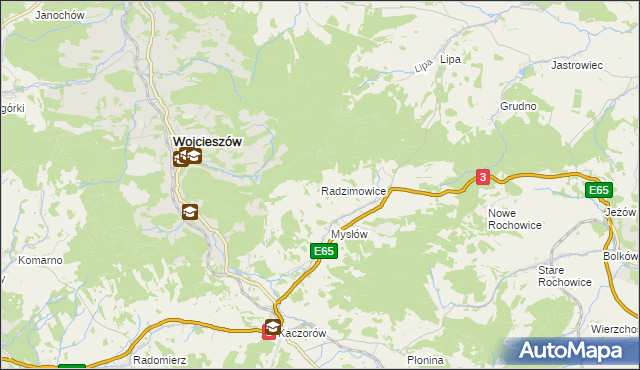 mapa Radzimowice gmina Bolków, Radzimowice gmina Bolków na mapie Targeo
