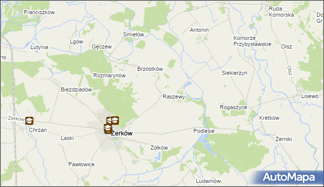 mapa Raszewy gmina Żerków, Raszewy gmina Żerków na mapie Targeo
