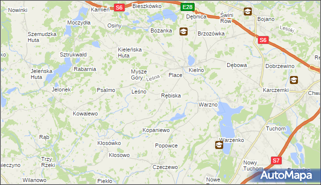 mapa Rębiska gmina Szemud, Rębiska gmina Szemud na mapie Targeo