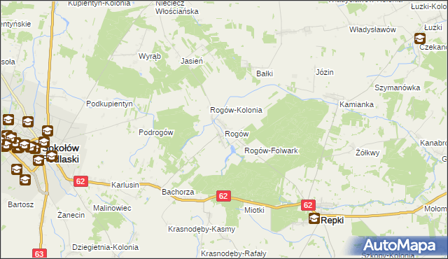 mapa Rogów gmina Repki, Rogów gmina Repki na mapie Targeo