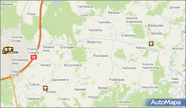 mapa Rokitowiec, Rokitowiec na mapie Targeo