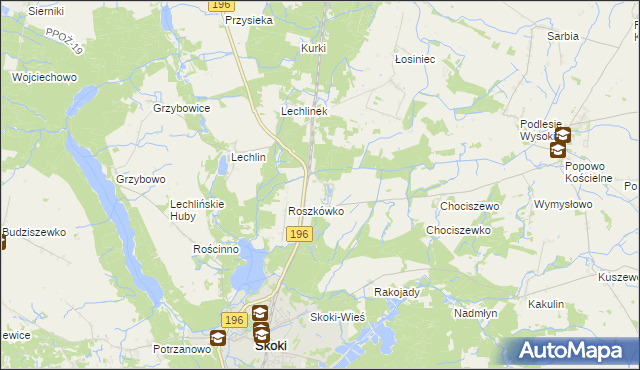 mapa Roszkowo gmina Skoki, Roszkowo gmina Skoki na mapie Targeo