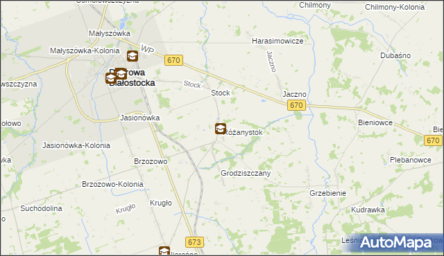 mapa Różanystok, Różanystok na mapie Targeo